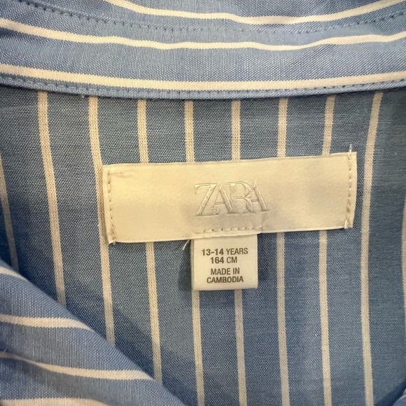 Zara Blue Striped Shirt Dress size 13/14 like new! - Picture 4 of 7
